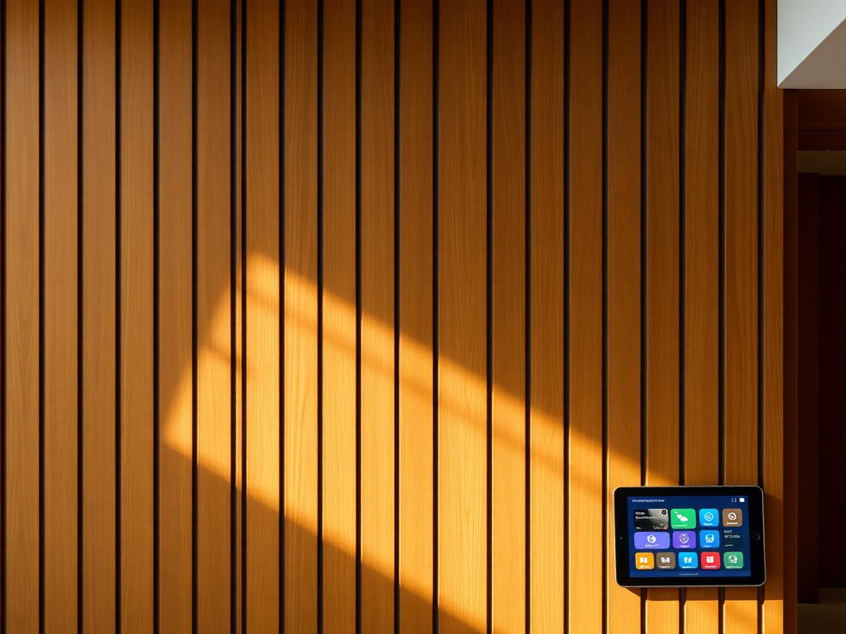 Wood slat interior with smart panel